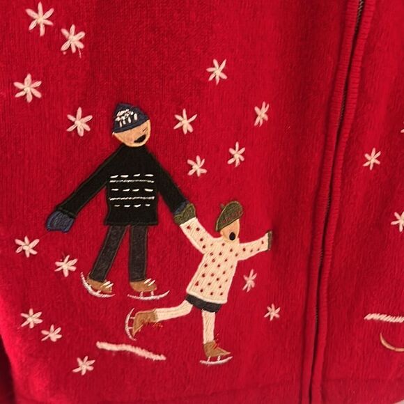 Women’s M Vintage Holiday Christmas ice skater sledding skiing Cardigan sweater - Picture 5 of 13
